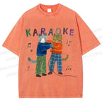 Unisex Karaoke Cst Printed Washed Tee