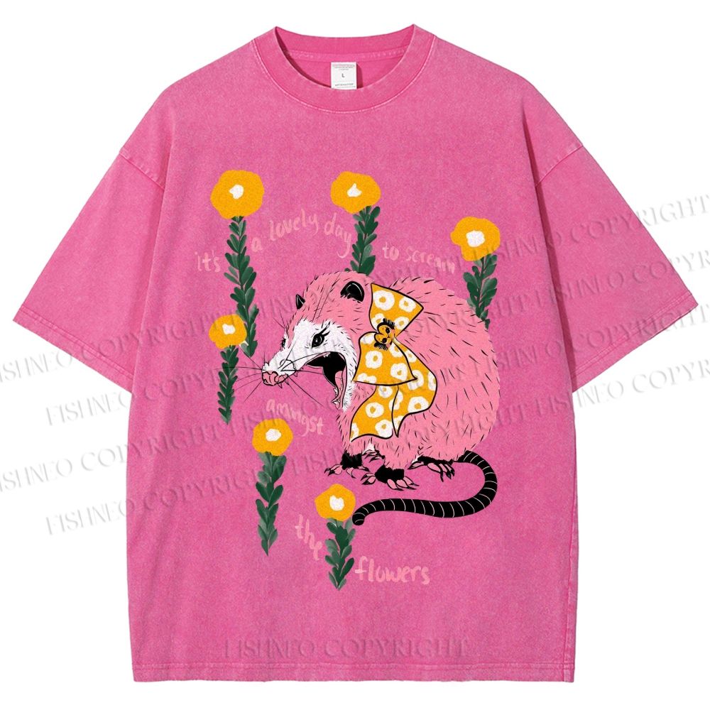 Unisex Chipmunk Printed Washed Tee