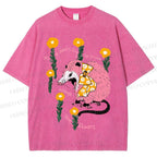 Unisex Chipmunk Printed Washed Tee