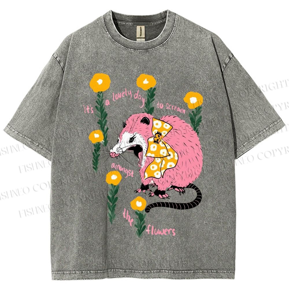 Unisex Chipmunk Printed Washed Tee