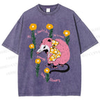 Unisex Chipmunk Printed Washed Tee
