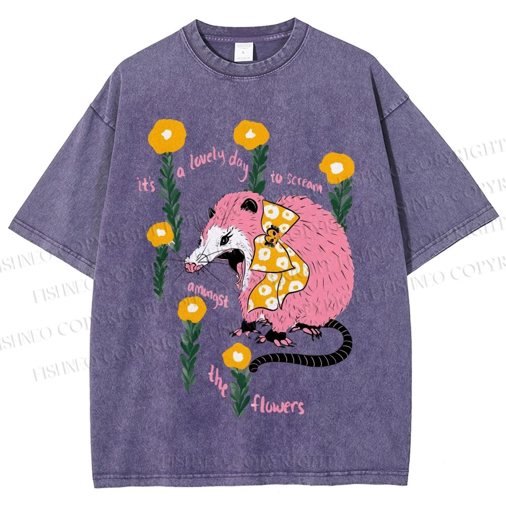 Unisex Chipmunk Printed Washed Tee
