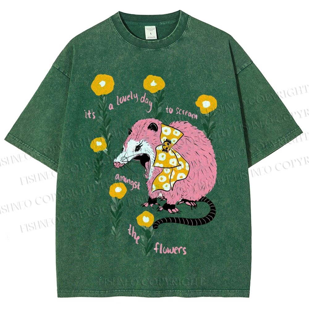 Unisex Chipmunk Printed Washed Tee