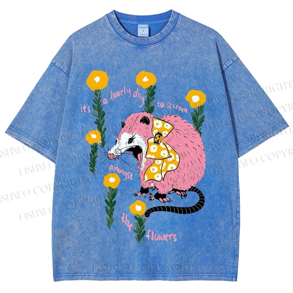 Unisex Chipmunk Printed Washed Tee