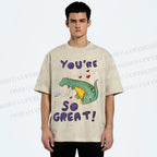 Unisex Monster Printed Washed Tee