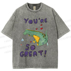 Unisex Monster Printed Washed Tee