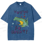 Unisex Monster Printed Washed Tee