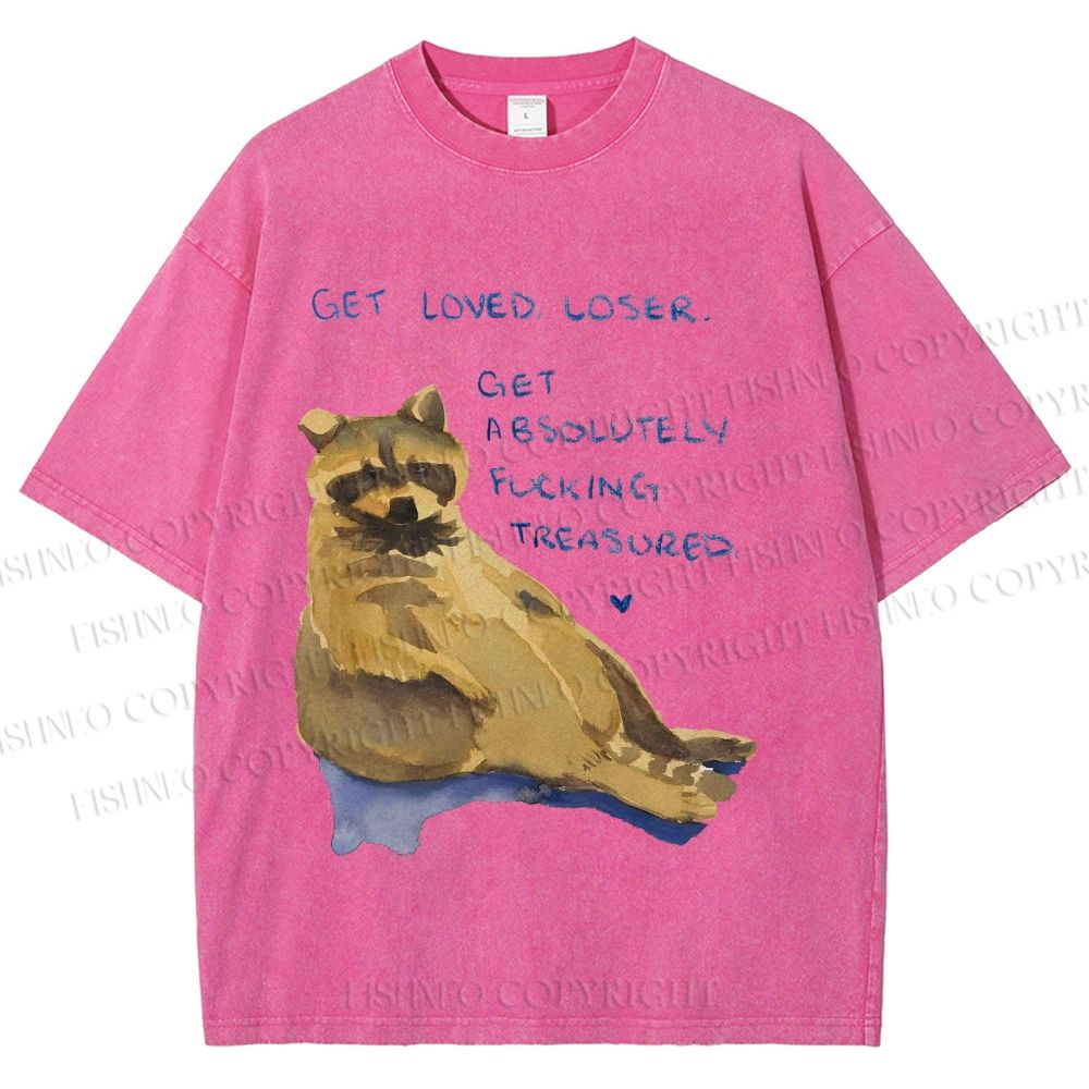 Unisex Raccoon Printed Washed Tee