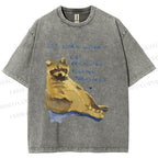 Unisex Raccoon Printed Washed Tee