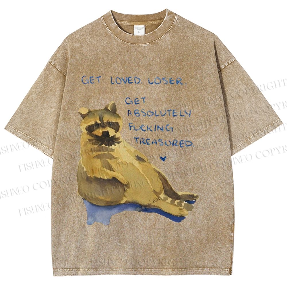 Unisex Raccoon Printed Washed Tee