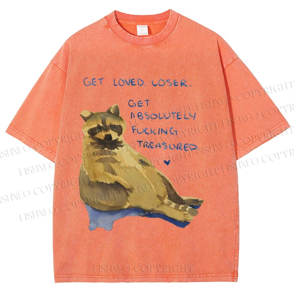 Unisex Raccoon Printed Washed Tee