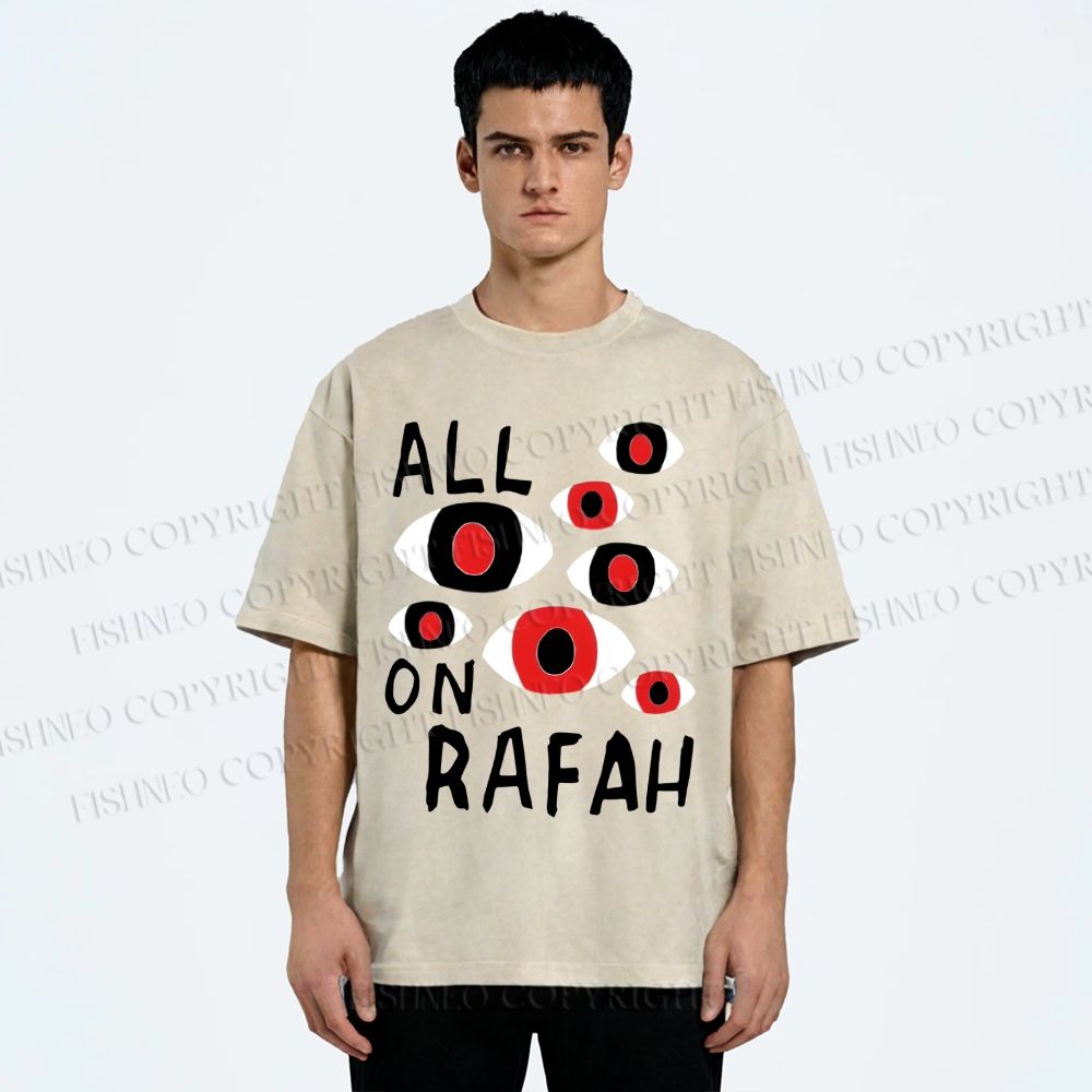 Unisex Artistic Geometric Eyes Printed Washed Tee