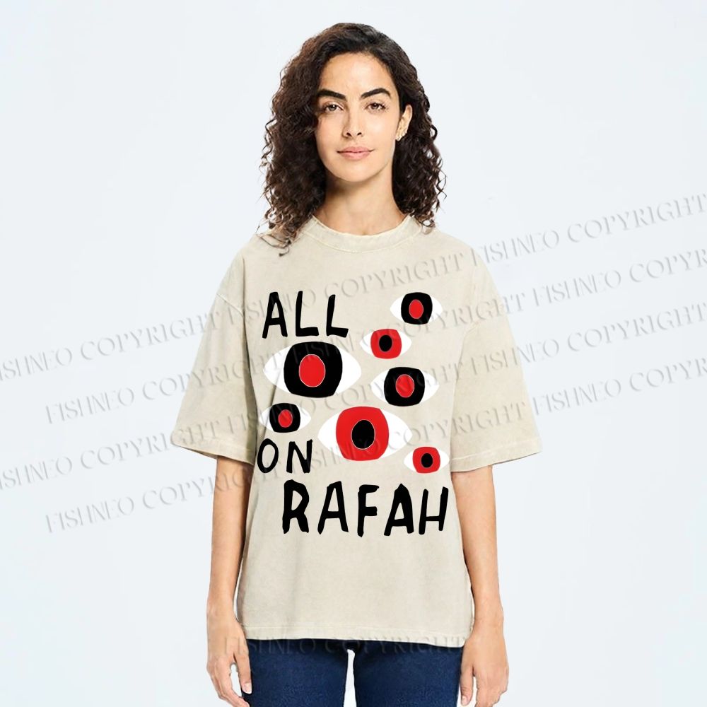 Unisex Artistic Geometric Eyes Printed Washed Tee