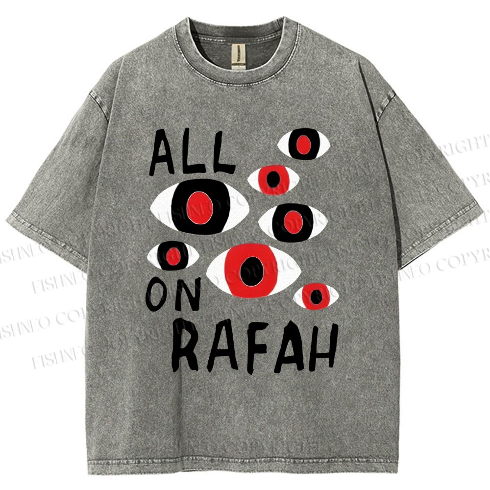 Unisex Artistic Geometric Eyes Printed Washed Tee