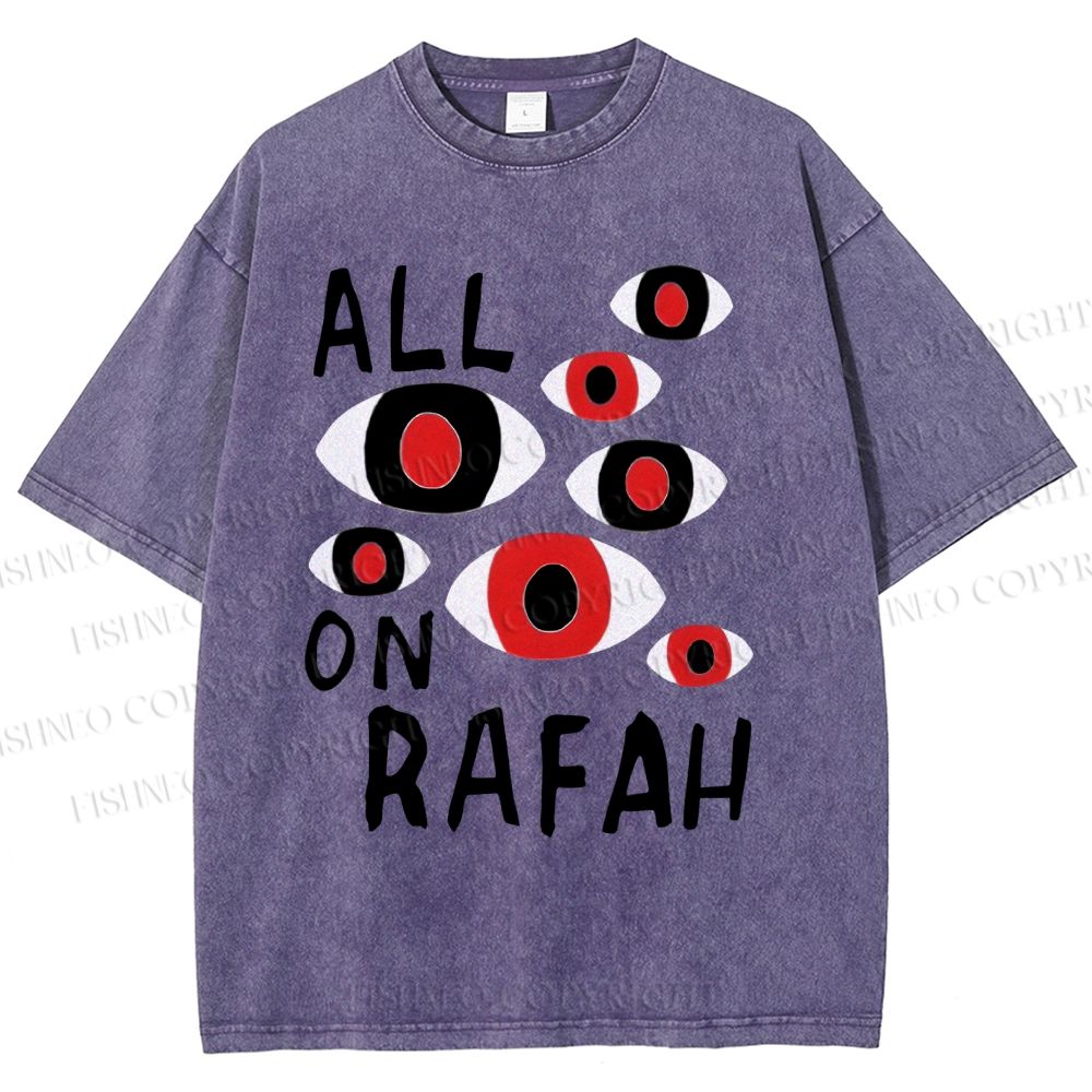 Unisex Artistic Geometric Eyes Printed Washed Tee