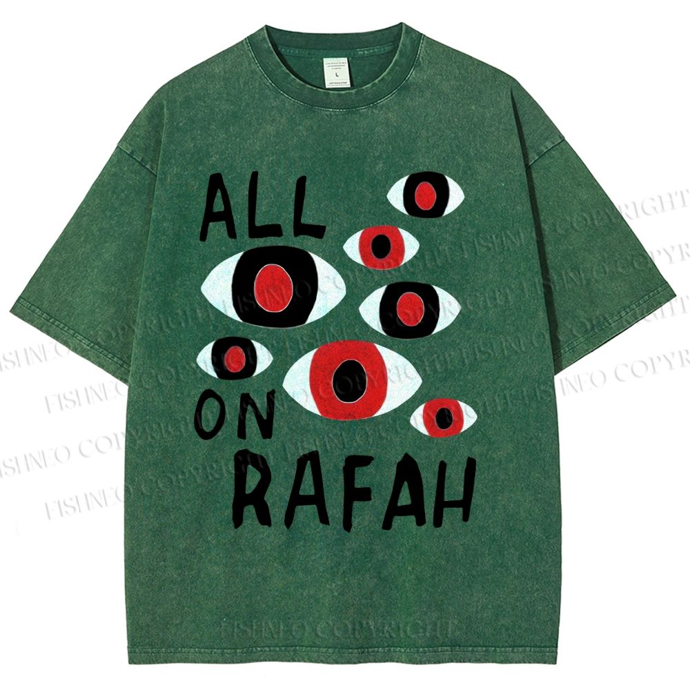 Unisex Artistic Geometric Eyes Printed Washed Tee