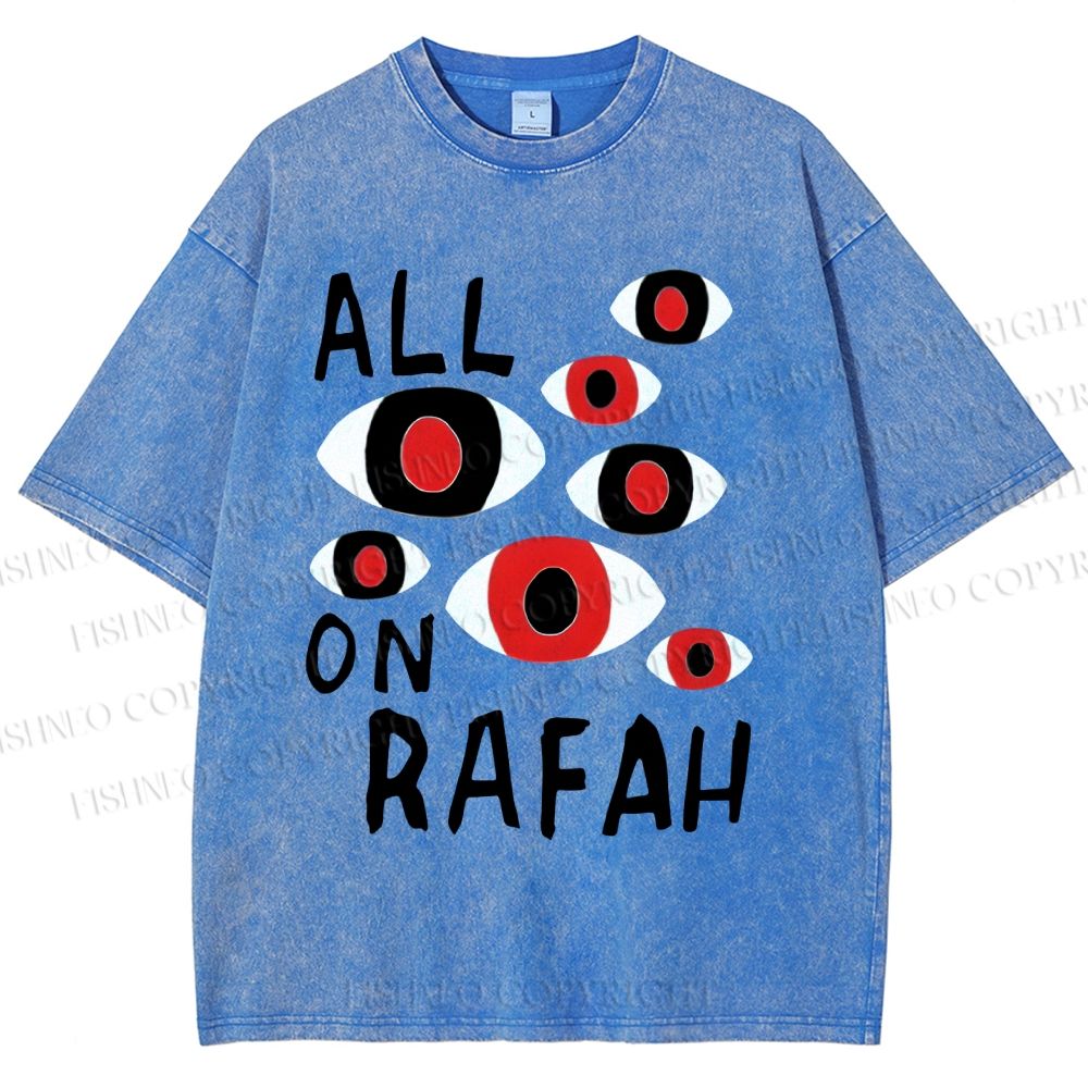 Unisex Artistic Geometric Eyes Printed Washed Tee
