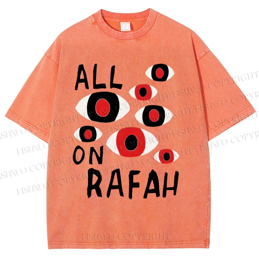 Unisex Artistic Geometric Eyes Printed Washed Tee