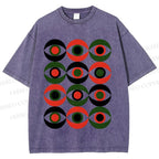 Unisex Artistic Geometric Eyes Printed Washed Tee