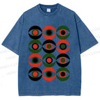 Unisex Artistic Geometric Eyes Printed Washed Tee