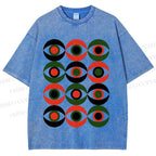 Unisex Artistic Geometric Eyes Printed Washed Tee