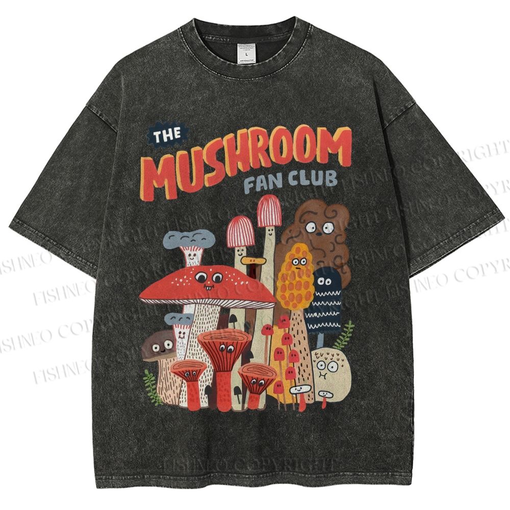 Unisex Mushrooms Printed Washed Tee