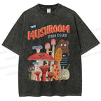 Unisex Mushrooms Printed Washed Tee
