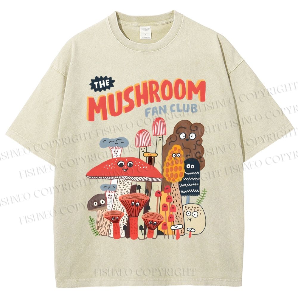 Unisex Mushrooms Printed Washed Tee