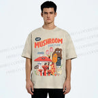 Unisex Mushrooms Printed Washed Tee