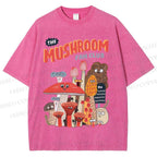 Unisex Mushrooms Printed Washed Tee