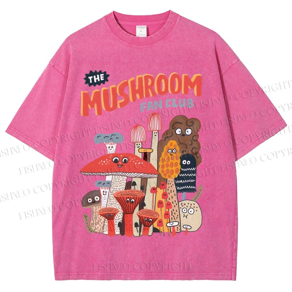 Unisex Mushrooms Printed Washed Tee
