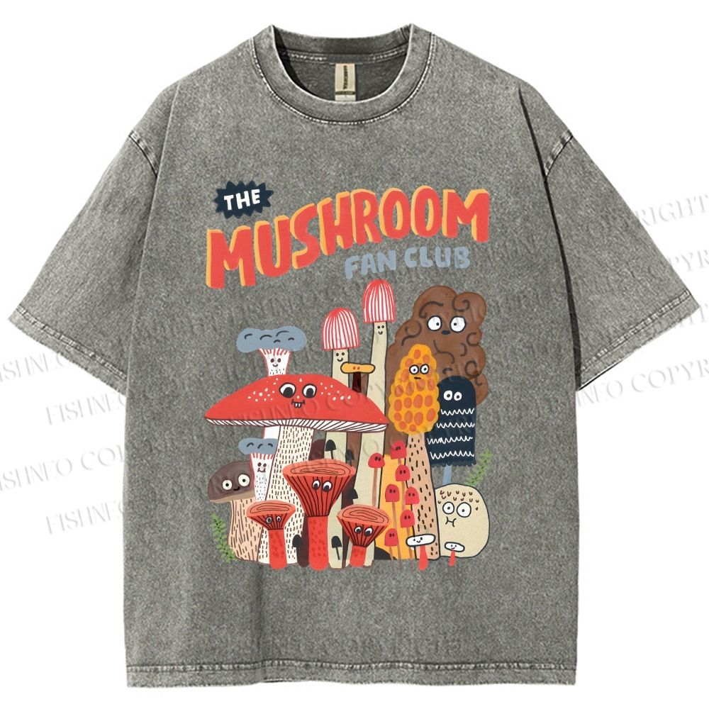 Unisex Mushrooms Printed Washed Tee