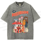 Unisex Mushrooms Printed Washed Tee