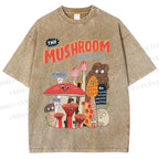 Unisex Mushrooms Printed Washed Tee