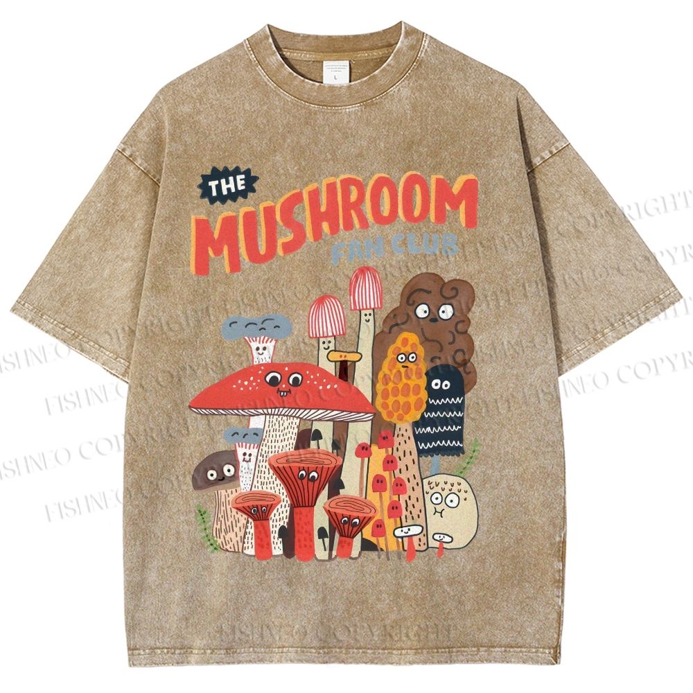 Unisex Mushrooms Printed Washed Tee