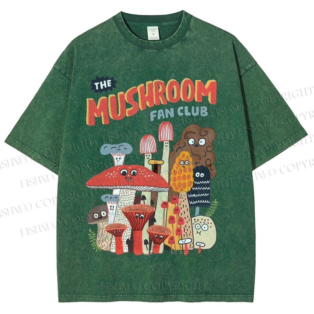 Unisex Mushrooms Printed Washed Tee