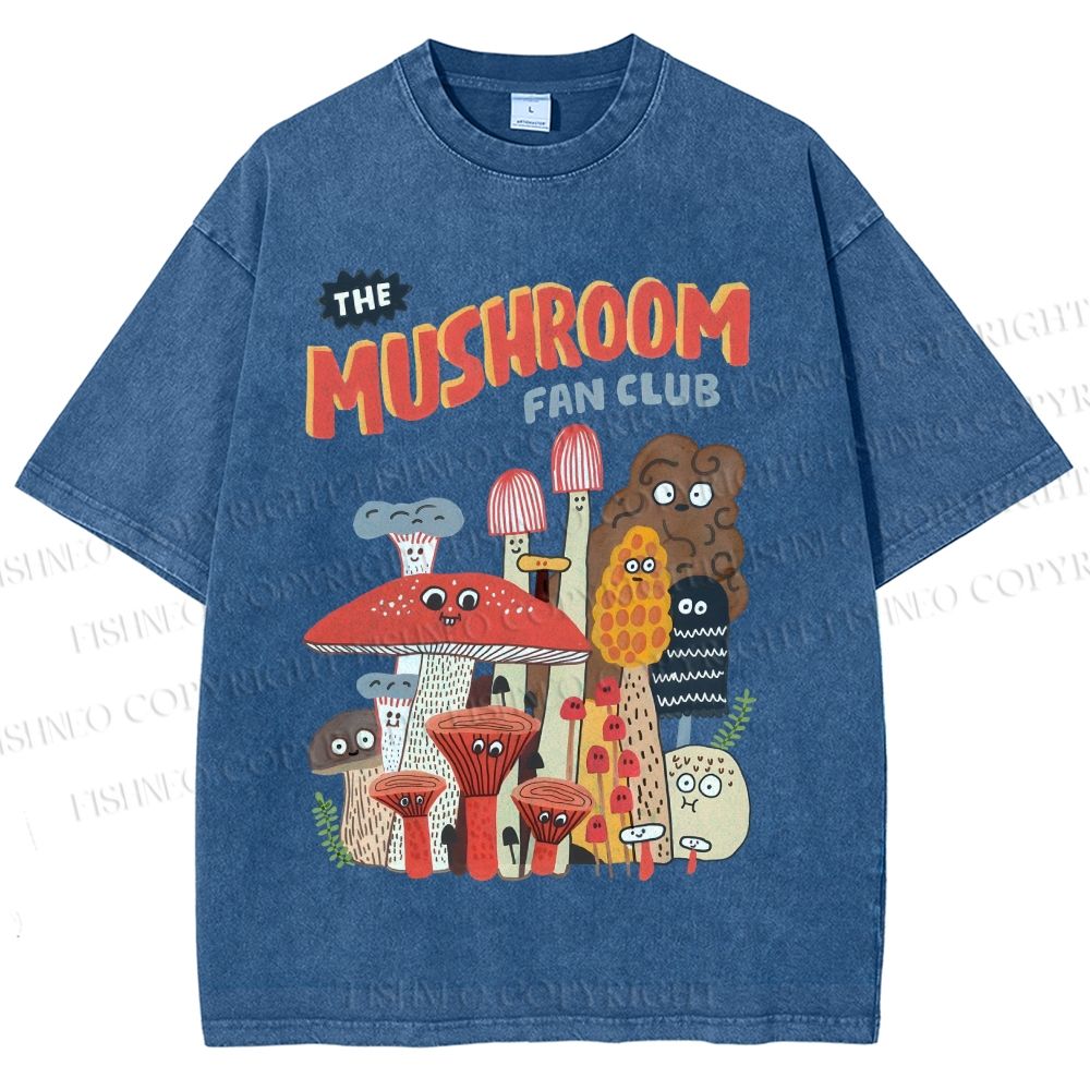 Unisex Mushrooms Printed Washed Tee