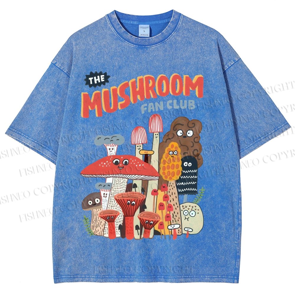 Unisex Mushrooms Printed Washed Tee