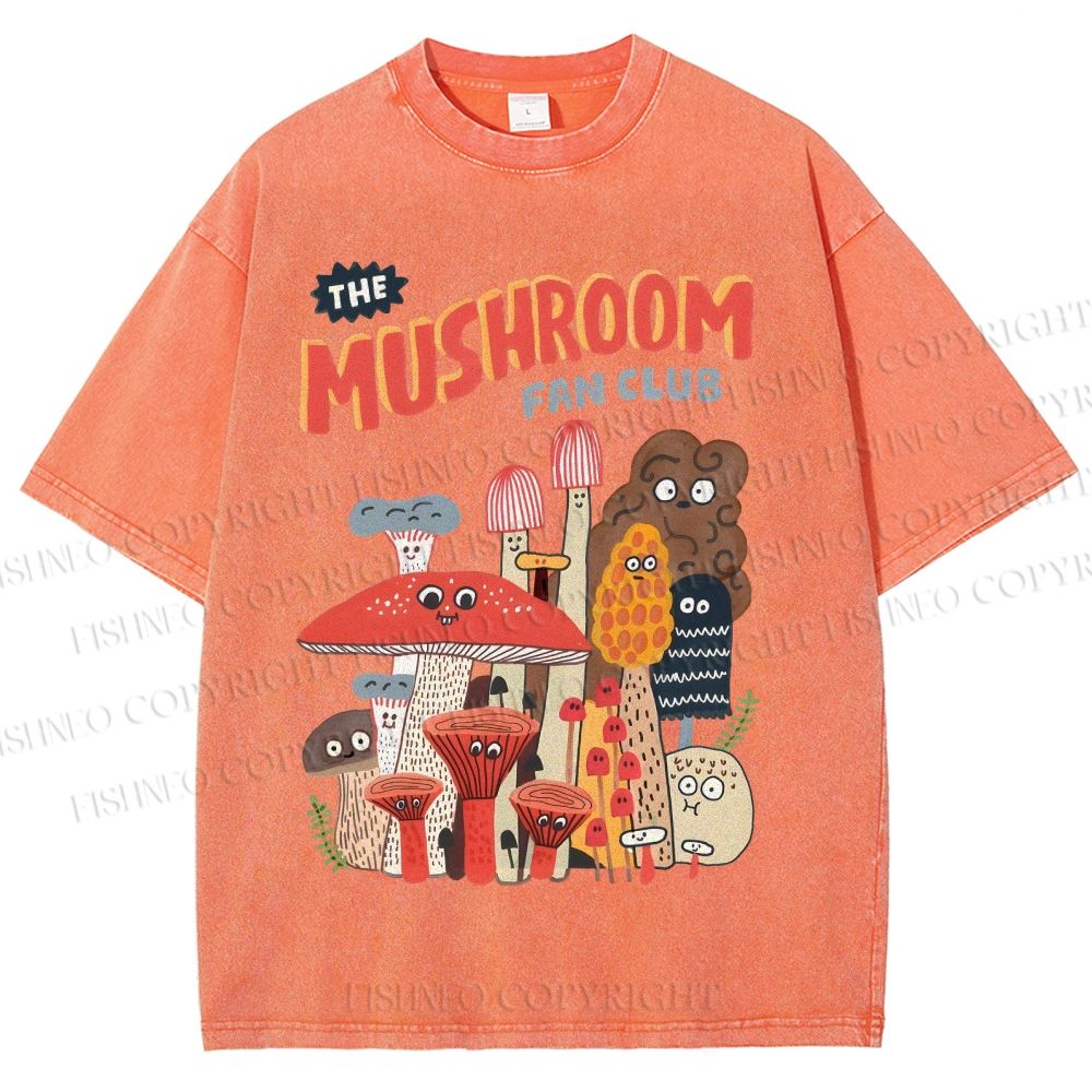Unisex Mushrooms Printed Washed Tee