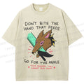 Unisex Wolf Printed Washed Tee