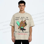 Unisex Wolf Printed Washed Tee
