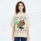 Unisex Wolf Printed Washed Tee