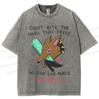 Unisex Wolf Printed Washed Tee