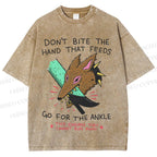 Unisex Wolf Printed Washed Tee