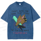 Unisex Wolf Printed Washed Tee