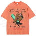 Unisex Wolf Printed Washed Tee