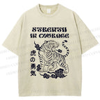 Unisex Tiger Printed Washed Tee