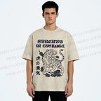 Unisex Tiger Printed Washed Tee