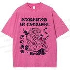 Unisex Tiger Printed Washed Tee
