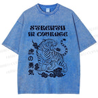 Unisex Tiger Printed Washed Tee